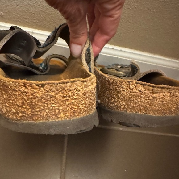 RARE BIRKENSTOCK  Size 41 U.S. Women's 10 Men's 8 Taupe Arizona Boho Yarn Multi - Picture 16 of 17